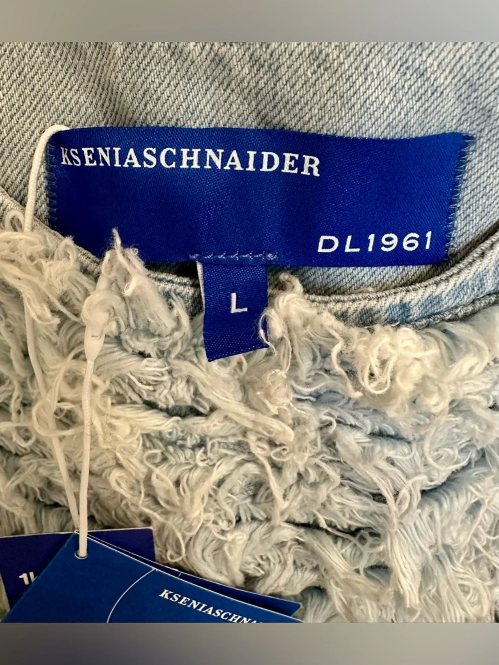 KseniaSchnaider + DL1961 Tank Top in Denim Fur Size L $249 - Picture 5 of 6